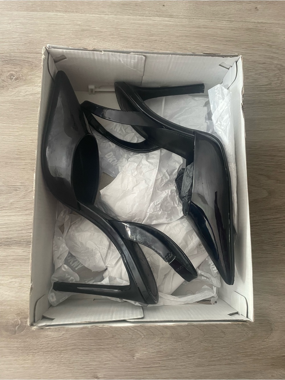 Black Patent DKNY Pointed-Toe Stiletto Pumps - Women's